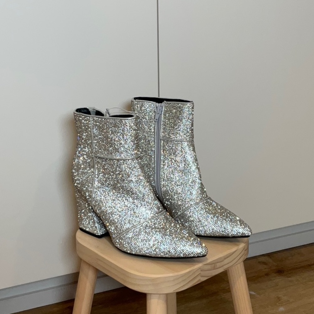 NWT silver Glitter Ankle Boots